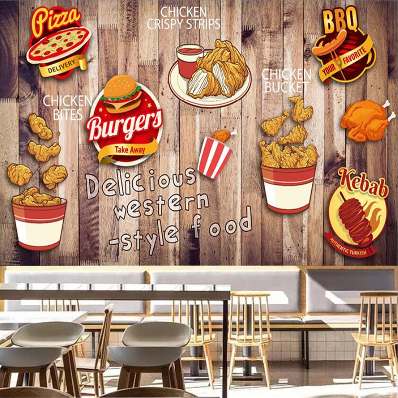 Food Snacks Background - Aangepaste gebakken kip hamburger behang fastfood