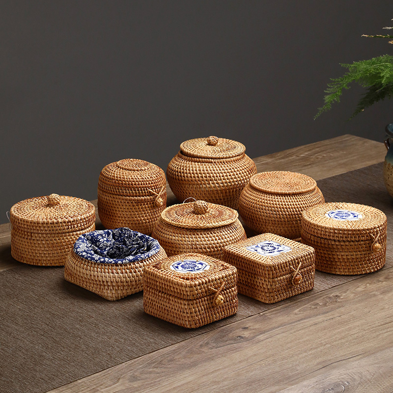 Food Snacks In Japan - Handgeweven rotan opbergdoos met deksel Snoep