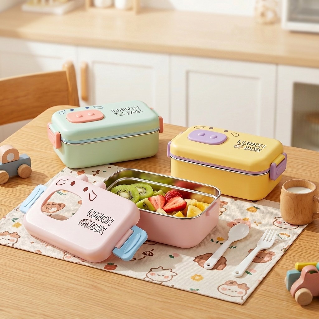 Food Snacks For Kids - 304 RVS Bento Box Lekvrij Verdeeld