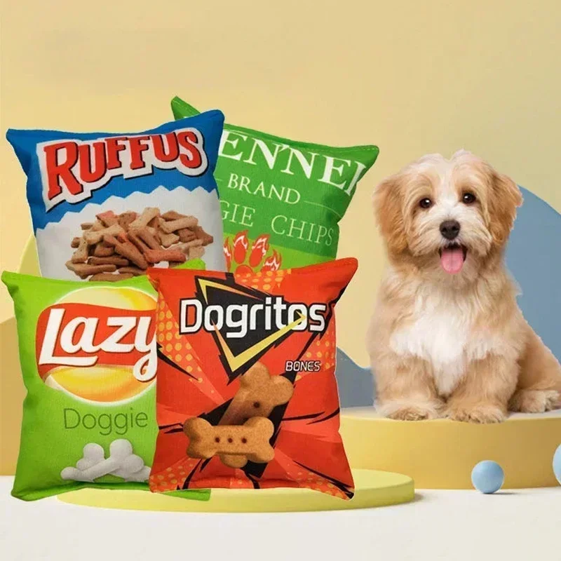 Food Snacks Chips - Aardappelchipzak Grappig hondenspeelgoed Pluche pieper Voedselspeelgoed