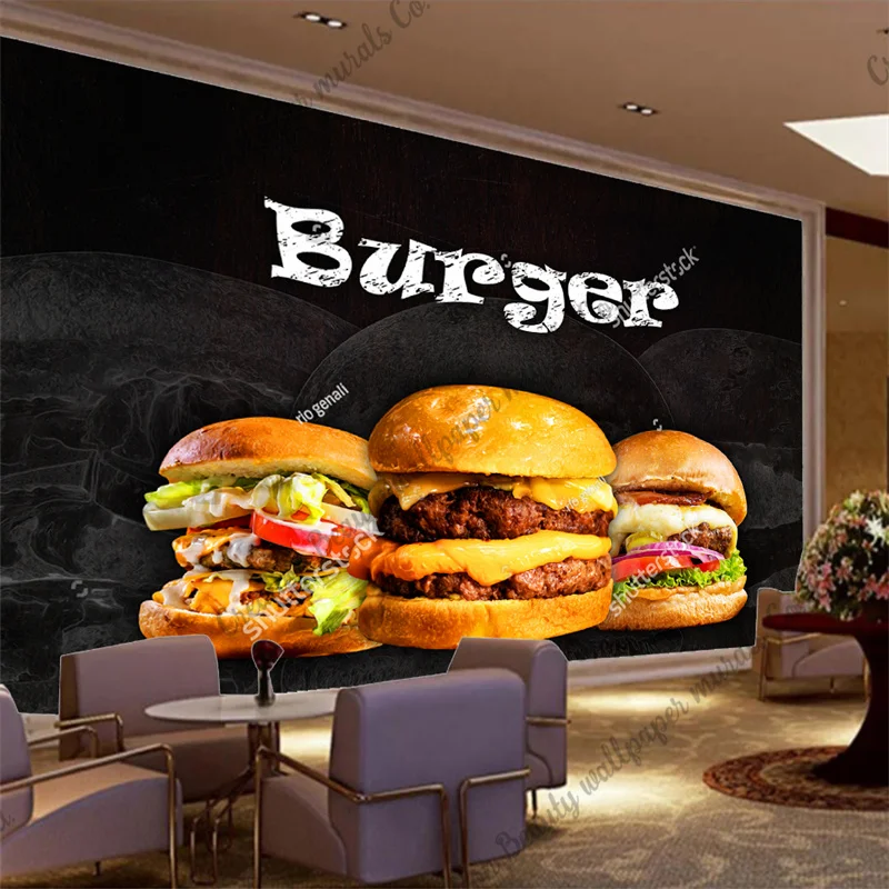 Food Snacks Background - Custom Burger Foto Behang Fast Food