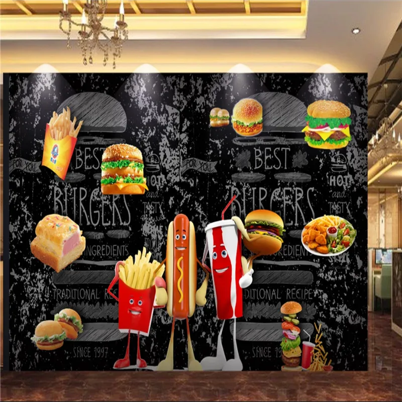Food Snacks Background - Aangepaste Hamburger Hot Dog Brood Frietjes