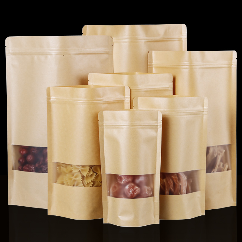 Food Snacks Packets - 100 STKS Bruin Doypack Kraft Verpakking
