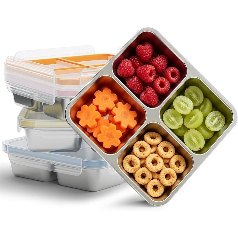 Food Snacks Box - GIGI 4-pack roestvrijstalen snackcontainers, 4-delige metalen