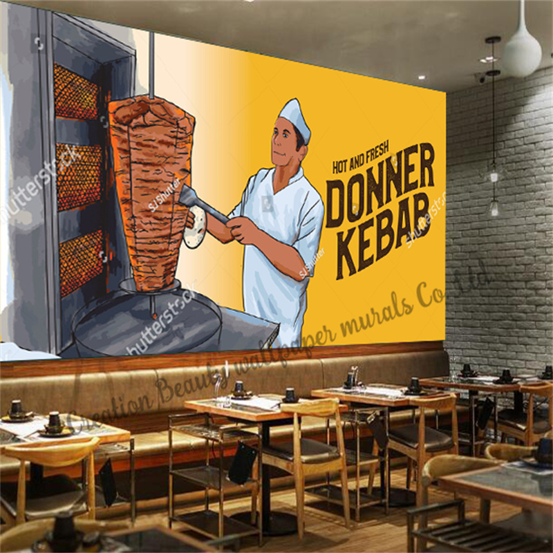 Food Snacks Background - Custom Fast Food Kebab Behang Industriële