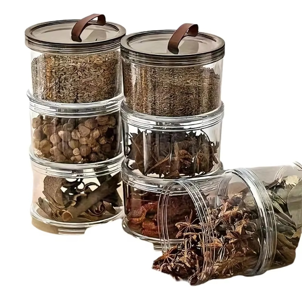 Food Snacks Box - 3-laags ronde handzame kruidenbox, meerlaagse vershouddoos,