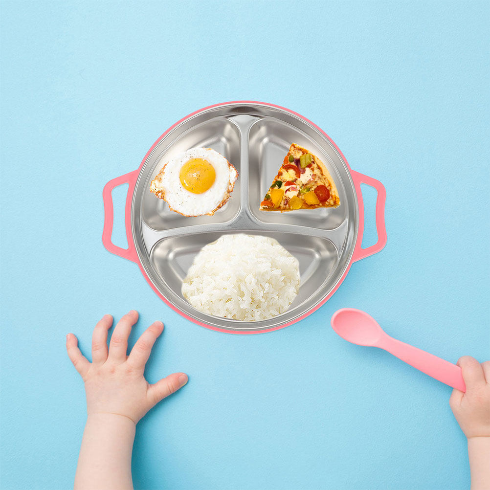 Food Snacks For Kids - RVS kinderbord met compartimenten, huishoudelijke serveerschaal,