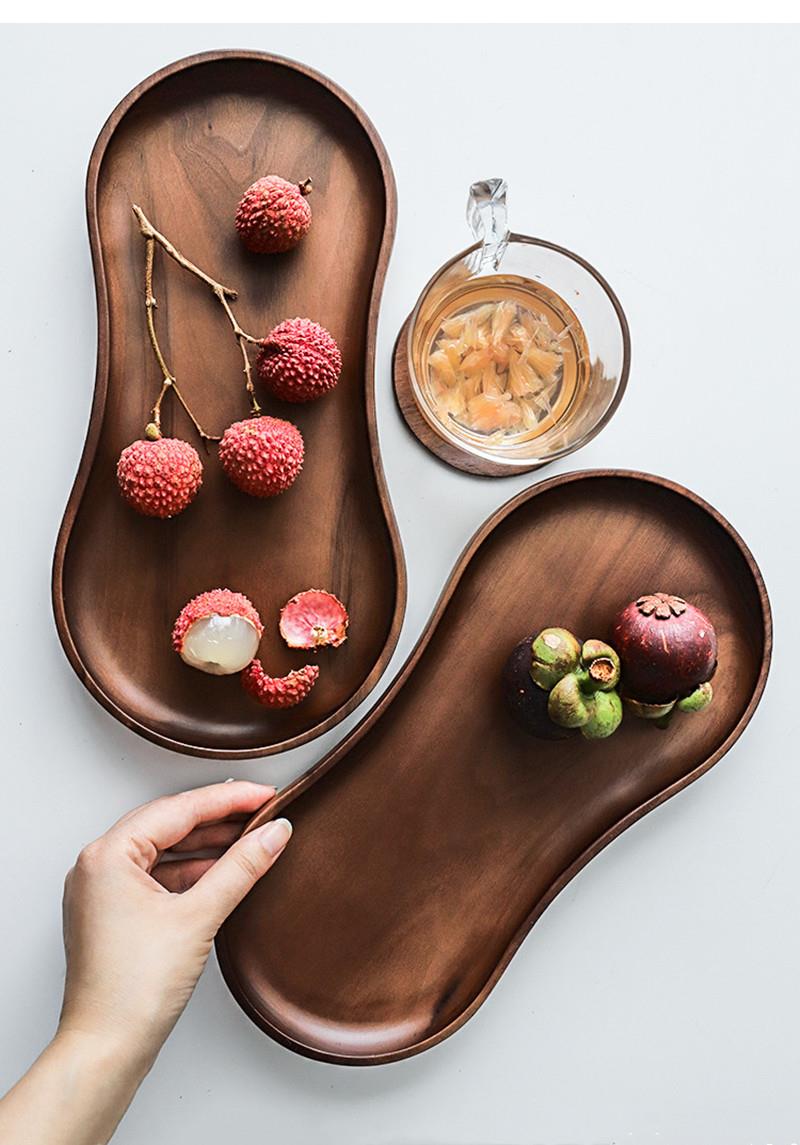 Food Snacks In Japan - Zwarte Walnoot Puur Massief Houten Dienblad