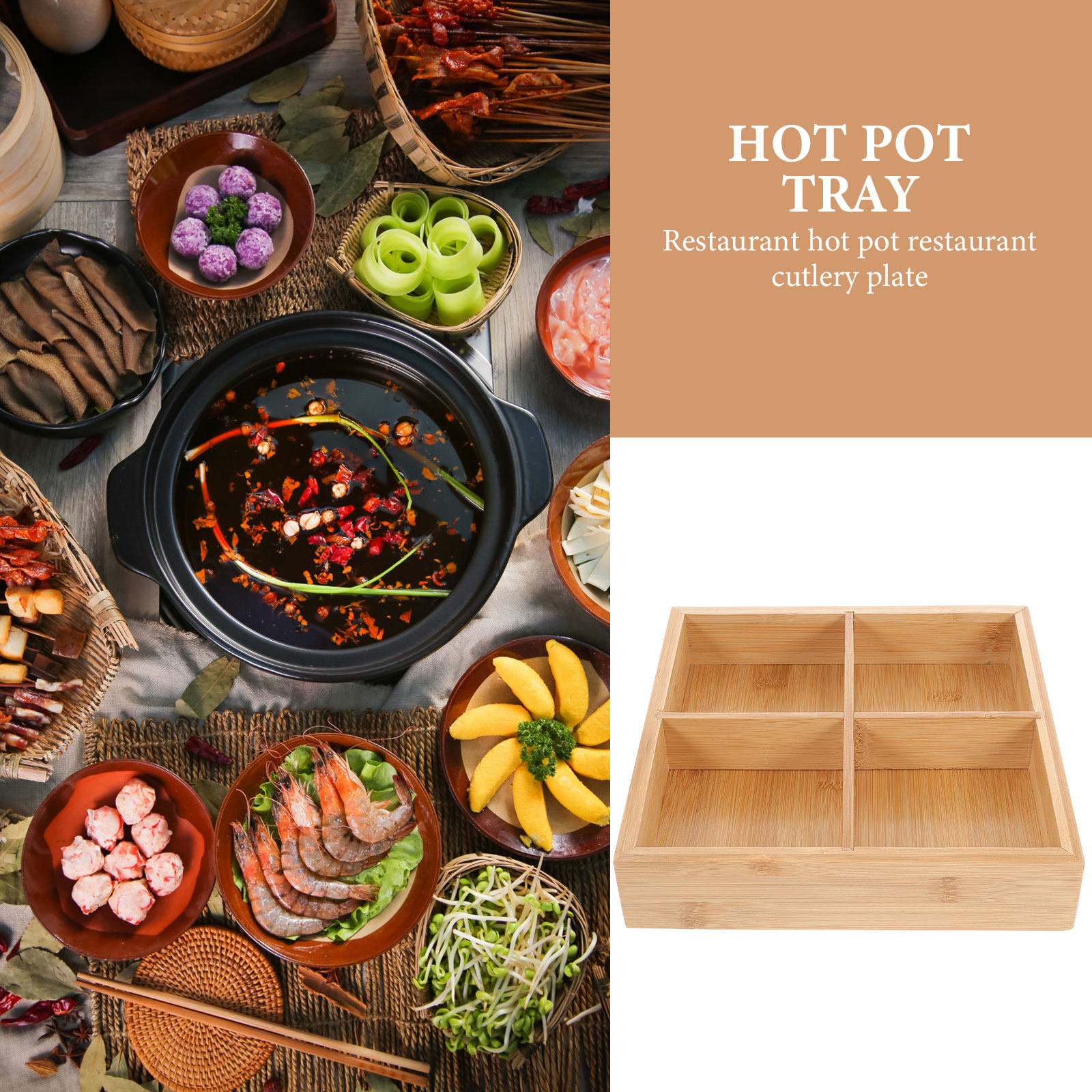 Bamboe serveerschaal met 6 com - Food Snacks For Party recensie en prijs
