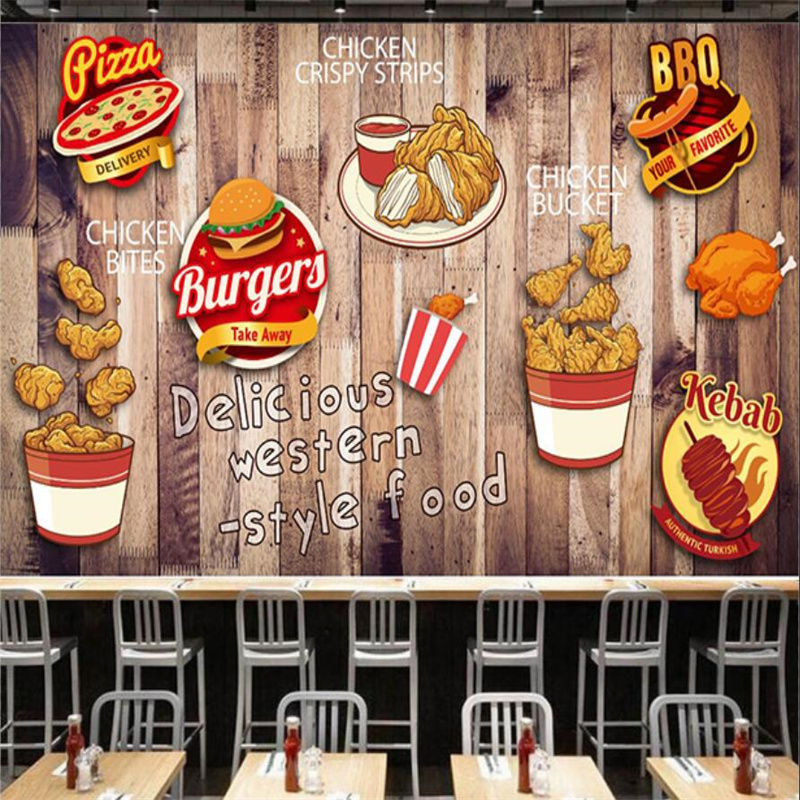 Aangepaste gebakken kip hambur - Food Snacks Background recensie en prijs