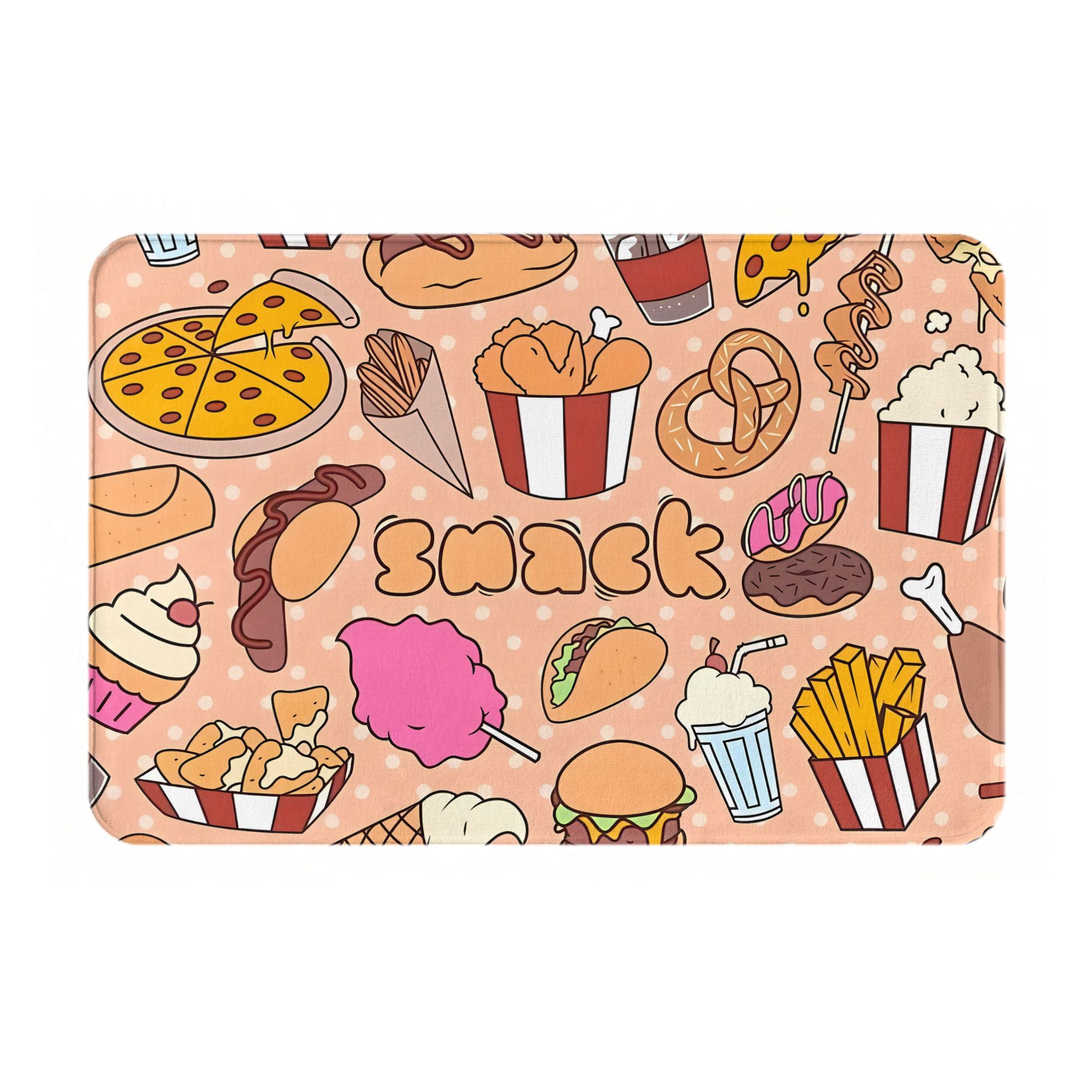 Cartoon Snack Food Deurmat Kaw - Food Snacks Background recensie en prijs