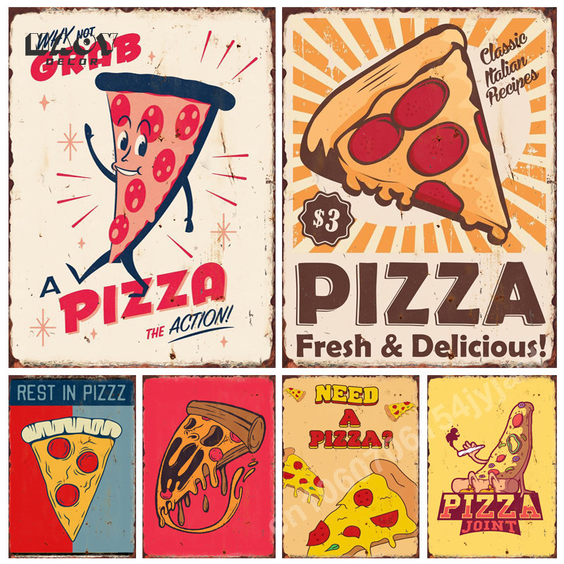 Pizza Grappig Eten Metalen Tin - Food Snacks Background recensie en prijs