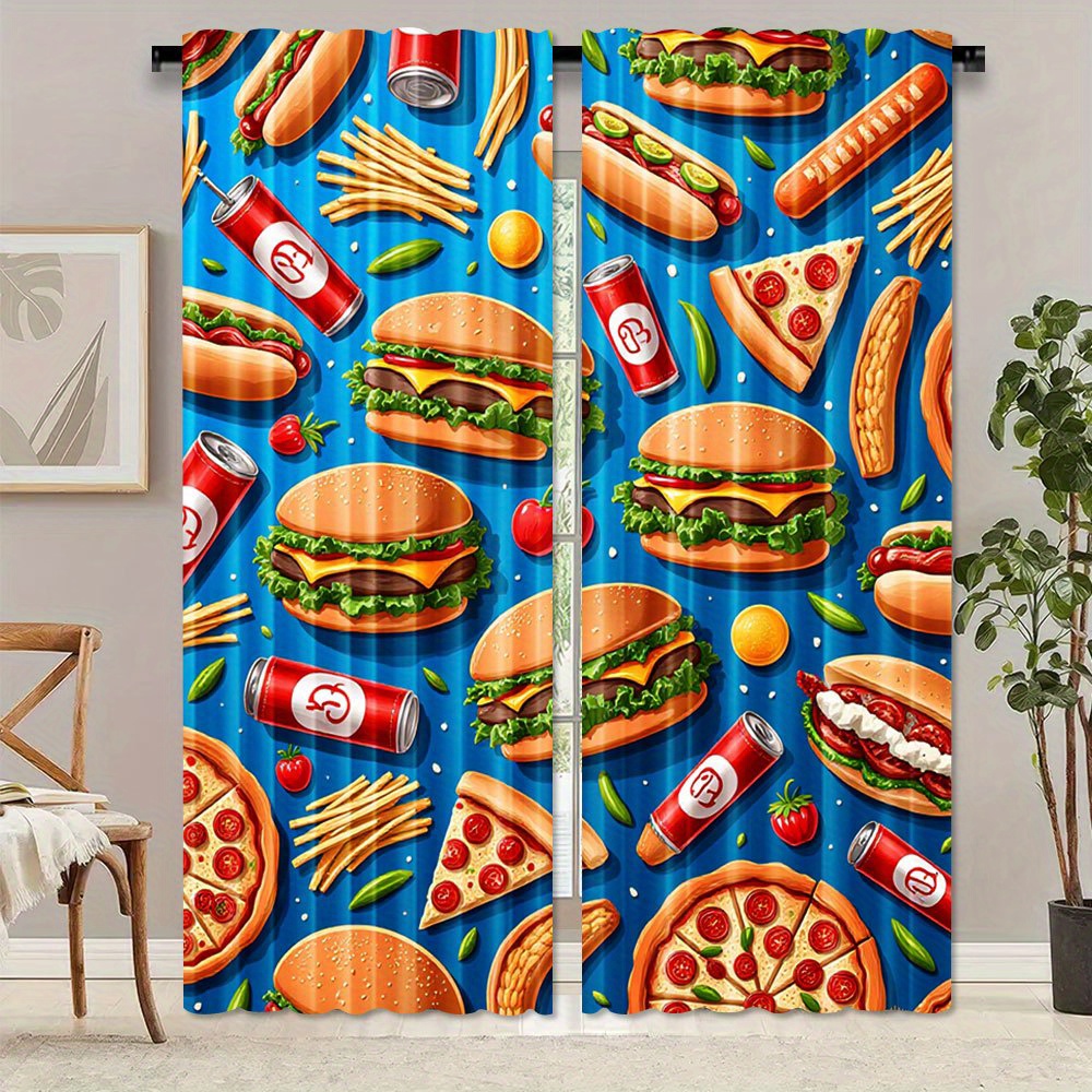 Fastfood Burger Pizza Gordijn  - Food Snacks Background recensie en prijs