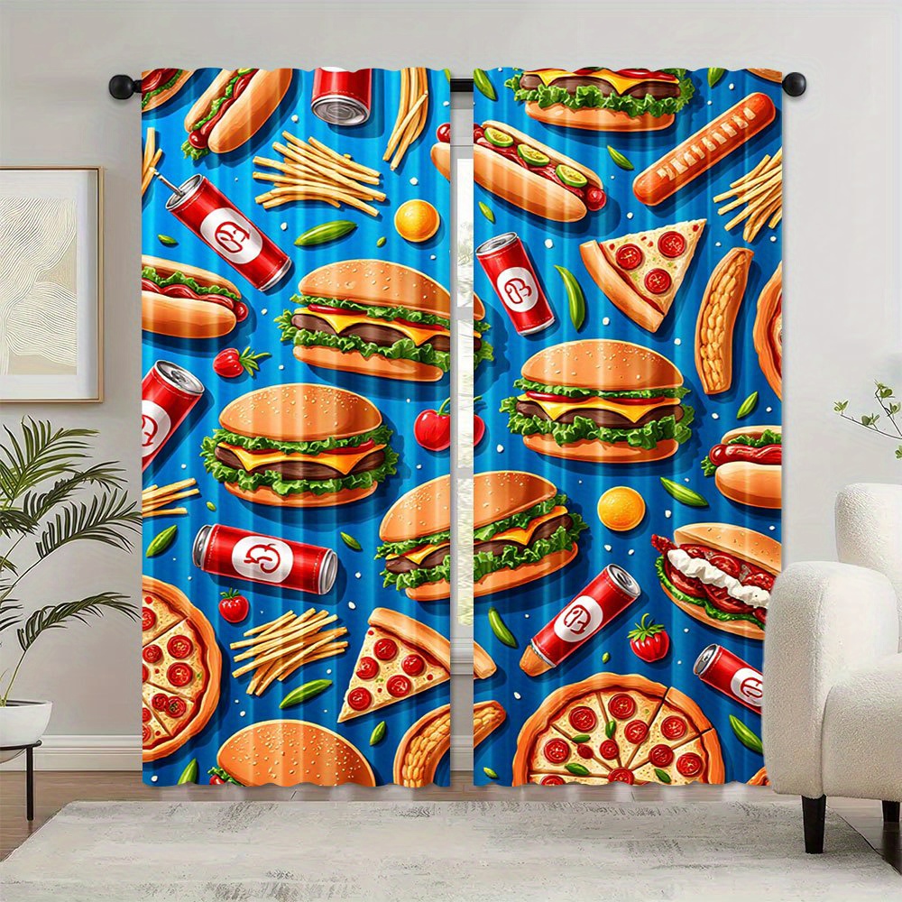 Fastfood Burger Pizza Gordijn  - Food Snacks Background recensie en prijs