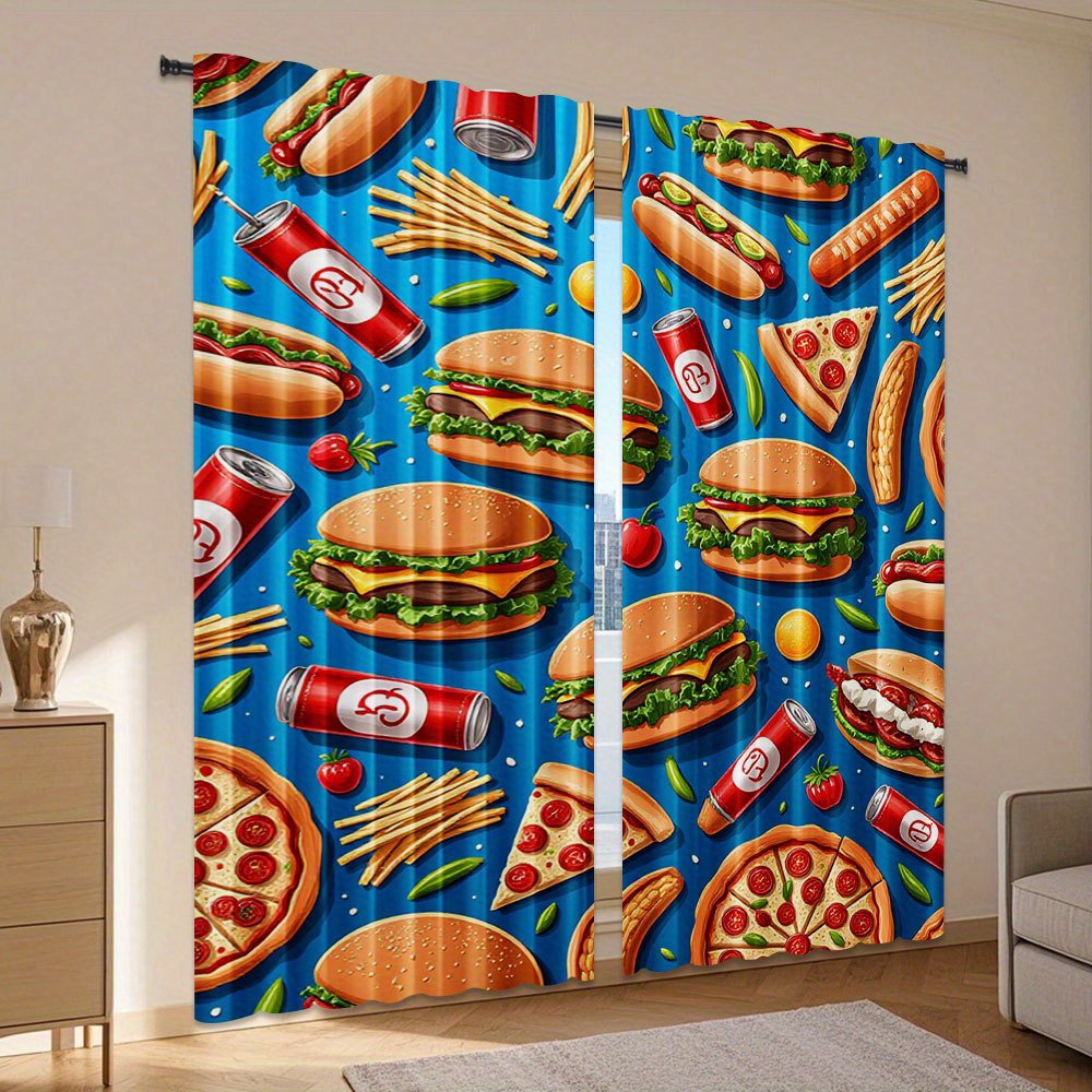 Fastfood Burger Pizza Gordijn  - Food Snacks Background recensie en prijs