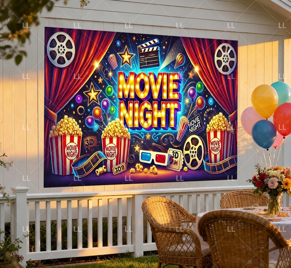 Vintage Cinema Movie Night Par - Food Snacks Background recensie en prijs
